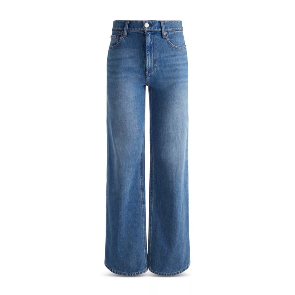 Alice and Olivia Women Avery Blue Denim Weezy High Rise Wide Leg Jeans Size 25 - Picture 6 of 14